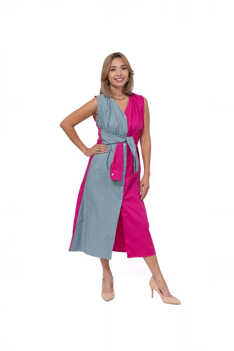 2 Tone Bianca Button Dress