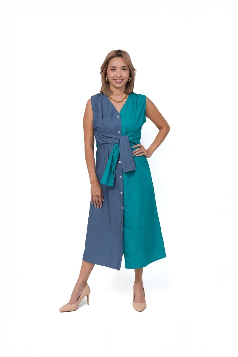 2 Tone Bianca Button Dress